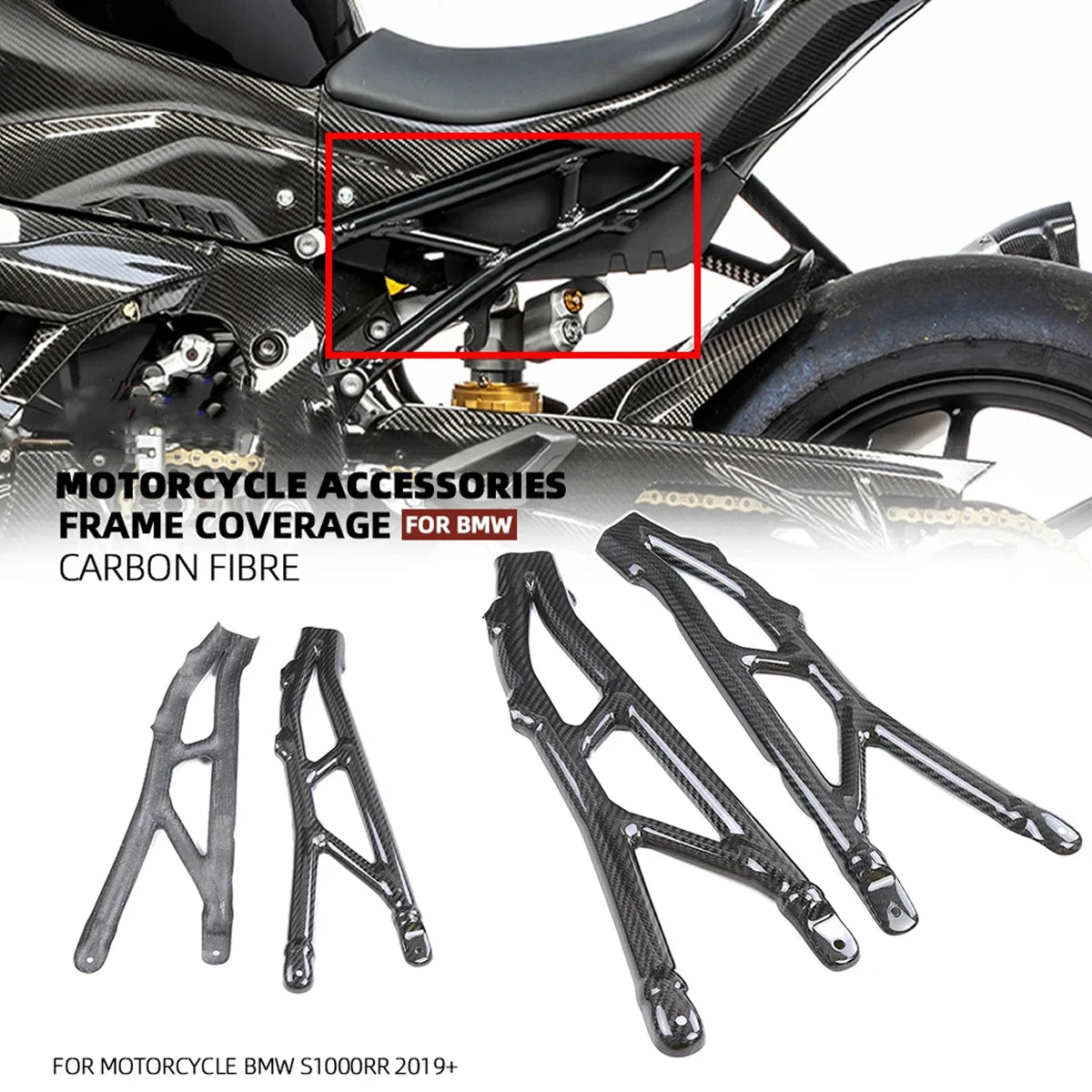 Premium Pure Carbon Fiber Motorcycle Frame Covers Kit BMW S1000RR M1000RR
