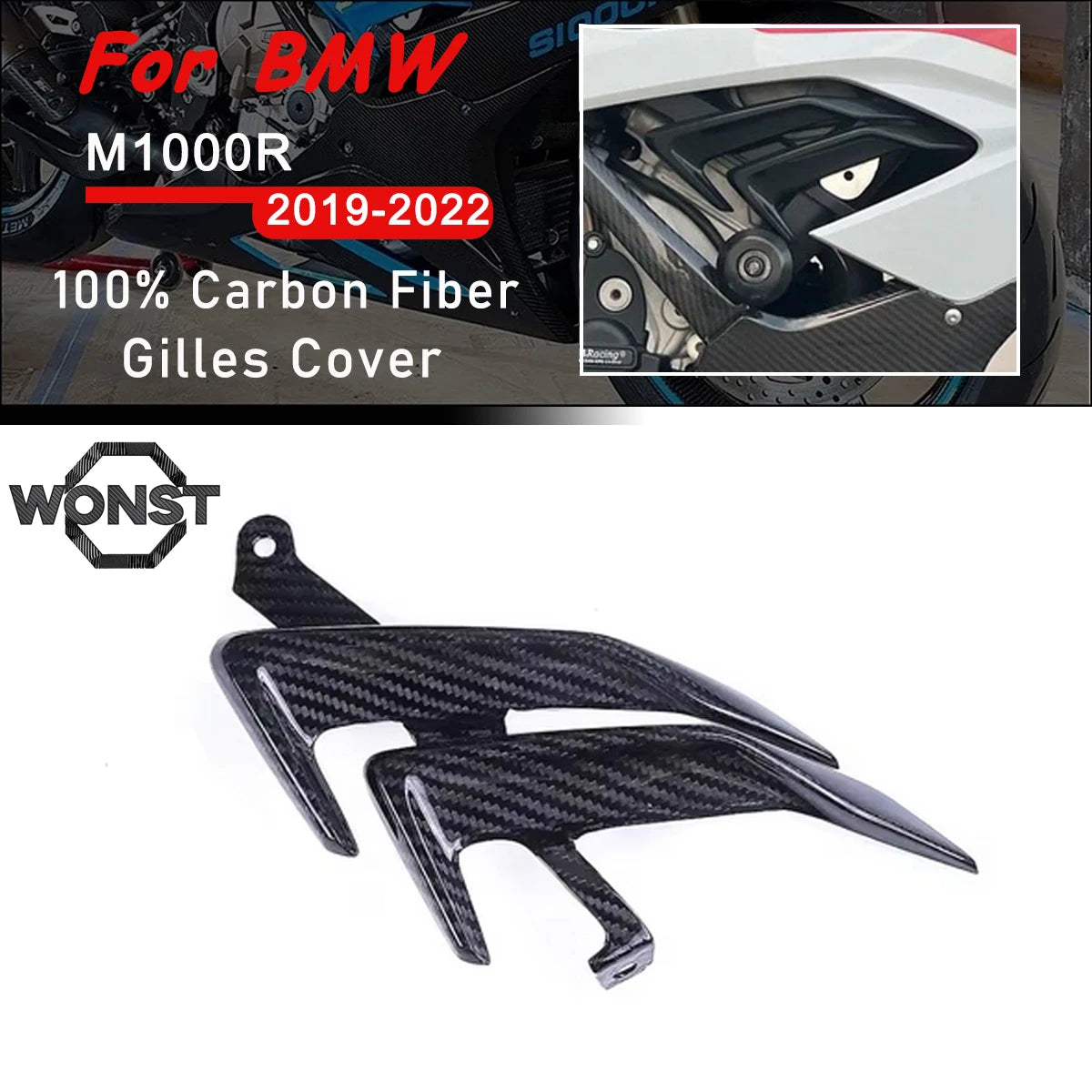 BMW S1000RR M1000RR 2019-2022 3K Pure Carbon Fiber Motorcycle Side Panel