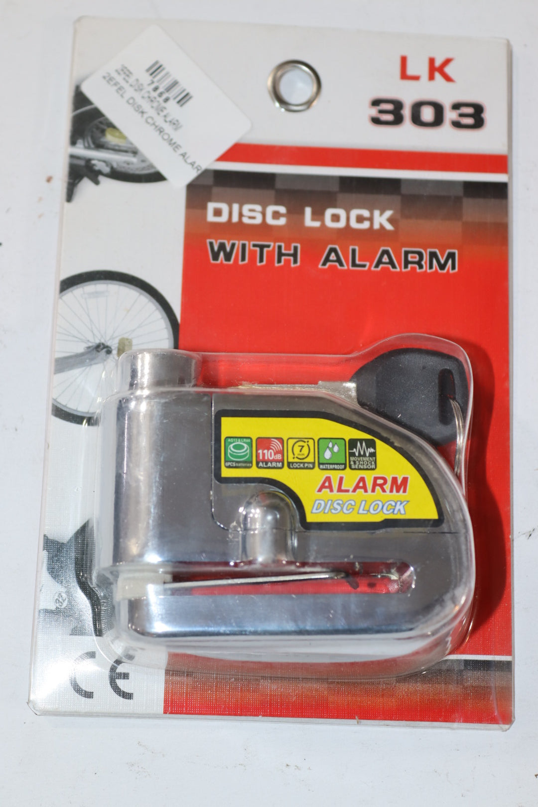 2EFEL DISK CHROME MA3 ALARM MRATAB-قفل ديسك كروم مع ألارم مرتب