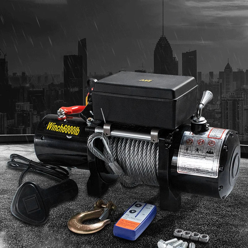 Electric Winch 12V/24V for ATV/UTV – Off-Road Self-Rescue, Compact Hoist, 680kg Pull