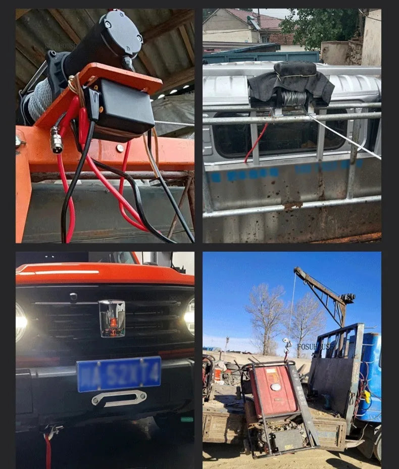 Electric Winch 12V/24V for ATV/UTV – Off-Road Self-Rescue, Compact Hoist, 680kg Pull