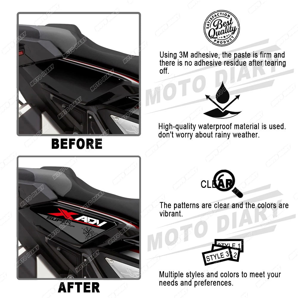 Durable 3D Motorcycle Tank Side Protection Decals for Honda X-ADV 750
