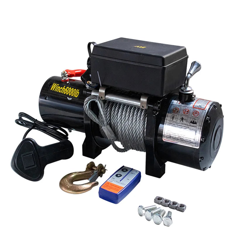 Electric Winch 12V/24V for ATV/UTV – Off-Road Self-Rescue, Compact Hoist, 680kg Pull