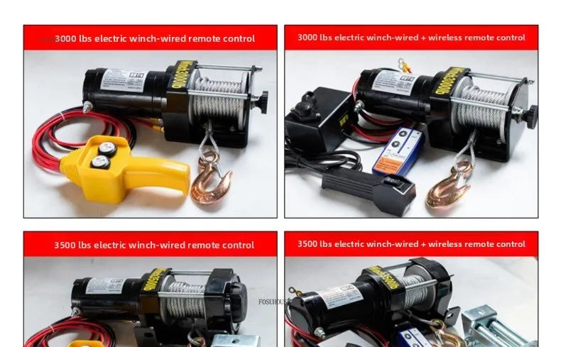 Electric Winch 12V/24V for ATV/UTV – Off-Road Self-Rescue, Compact Hoist, 680kg Pull