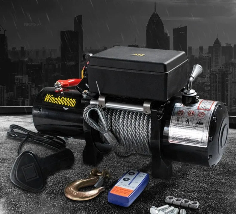 Electric Winch 12V/24V for ATV/UTV – Off-Road Self-Rescue, Compact Hoist, 680kg Pull