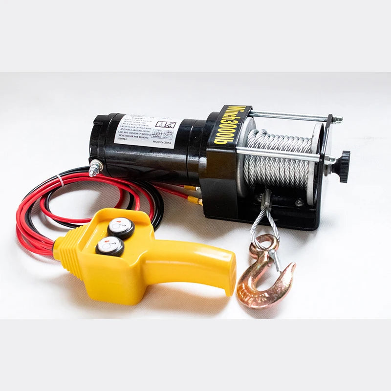 Electric Winch 12V/24V for ATV/UTV – Off-Road Self-Rescue, Compact Hoist, 680kg Pull