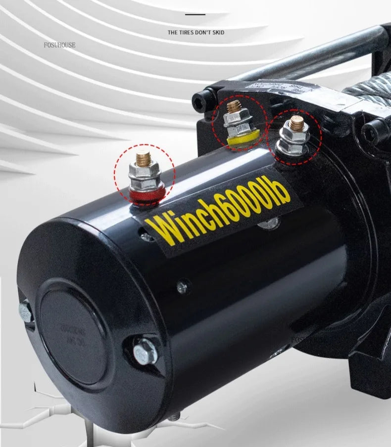 Electric Winch 12V/24V for ATV/UTV – Off-Road Self-Rescue, Compact Hoist, 680kg Pull